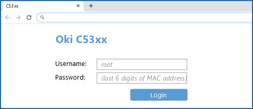 Oki C53xx router default login
