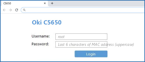 Oki C5650 router default login