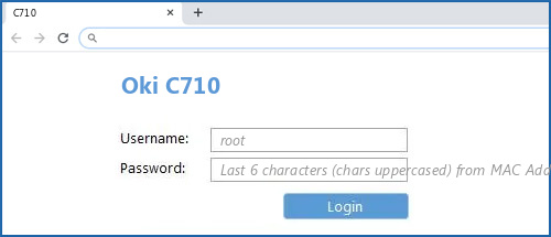 Oki C710 router default login
