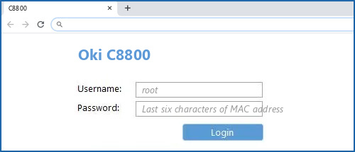 Oki C8800 router default login