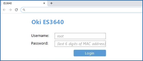 Oki ES3640 router default login