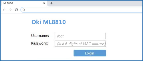 Oki ML8810 router default login