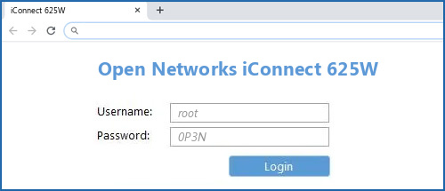 Open Networks iConnect 625W router default login