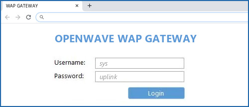 OPENWAVE WAP GATEWAY router default login