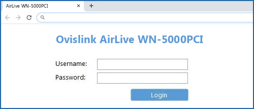 Ovislink AirLive WN-5000PCI router default login