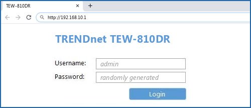 TRENDnet TEW-810DR router default login