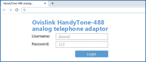 Ovislink HandyTone-488 analog telephone adaptor router default login