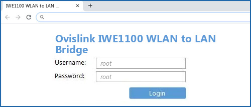Ovislink IWE1100 WLAN to LAN Bridge router default login