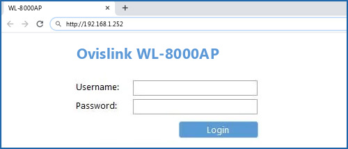 Ovislink WL-8000AP router default login