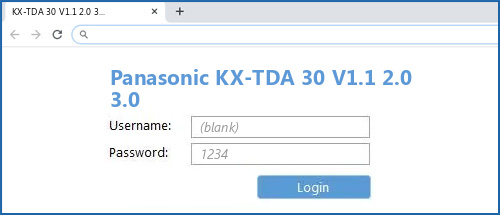 Panasonic KX-TDA 30 V1.1 2.0 3.0 router default login