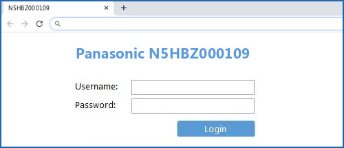 Panasonic N5HBZ000109 router default login