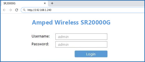 Amped Wireless SR20000G router default login