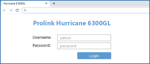 Prolink Hurricane 6300GL router default login