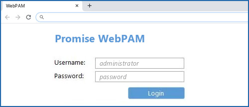 Promise WebPAM router default login