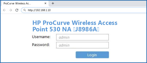 HP ProCurve Wireless Access Point 530 NA (J8986A) router default login