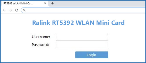 Ralink RT5392 WLAN Mini Card router default login