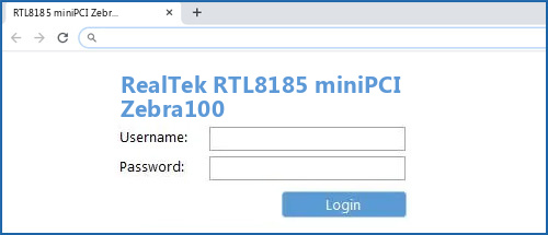 RealTek RTL8185 miniPCI Zebra100 router default login