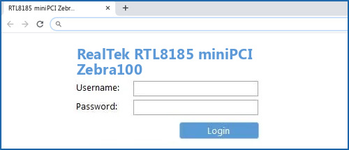 RealTek RTL8185 miniPCI Zebra100 router default login