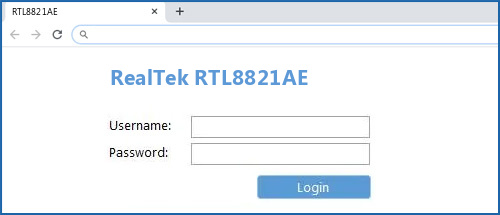 RealTek RTL8821AE router default login