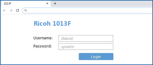 Ricoh 1013F router default login