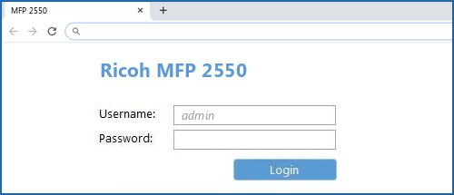 Ricoh MFP 2550 router default login