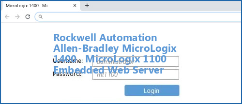 Rockwell Automation   Allen-Bradley MicroLogix 1400   MicroLogix 1100 Embedded Web Server router default login