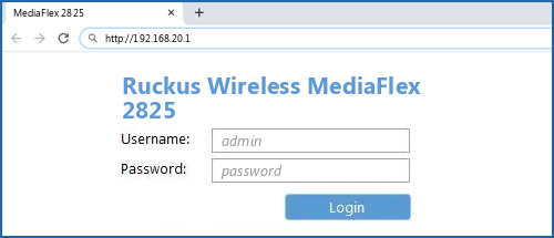 Ruckus Wireless MediaFlex 2825 router default login