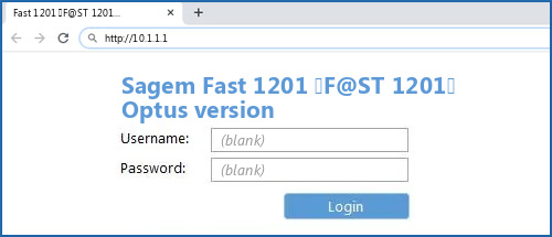 Sagem Fast 1201 (F@ST 1201) Optus version router default login