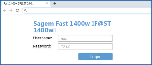 Sagem Fast 1400w (F@ST 1400w) router default login