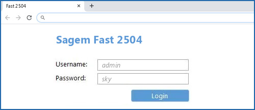 Sagem Fast 2504 router default login