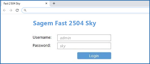 Sagem Fast 2504 Sky router default login