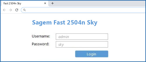 Sagem Fast 2504n Sky router default login