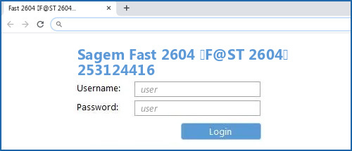 Sagem Fast 2604 (F@ST 2604) 253124416 router default login