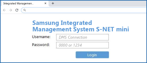 Samsung Integrated Management System S-NET mini router default login