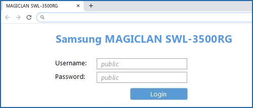 Samsung MAGICLAN SWL-3500RG router default login