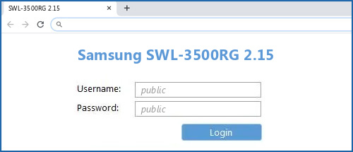 Samsung SWL-3500RG 2.15 router default login