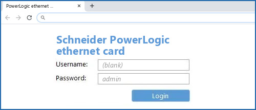 Schneider PowerLogic ethernet card router default login