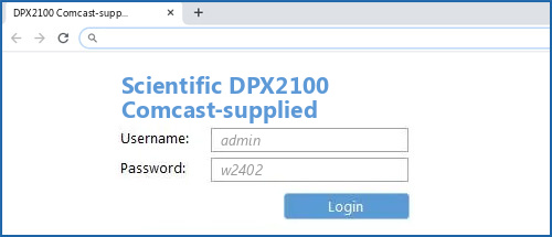 Scientific DPX2100 Comcast-supplied router default login