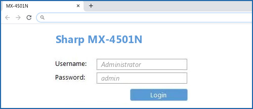 Sharp MX-4501N router default login