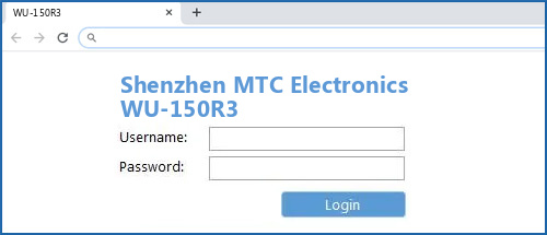 Shenzhen MTC Electronics WU-150R3 router default login
