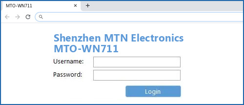 Shenzhen MTN Electronics MTO-WN711 router default login