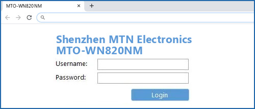Shenzhen MTN Electronics MTO-WN820NM router default login