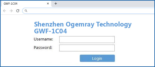 Shenzhen Ogemray Technology GWF-1C04 router default login