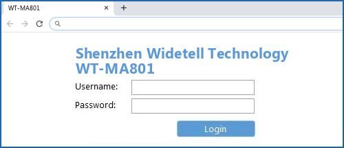 Shenzhen Widetell Technology WT-MA801 router default login