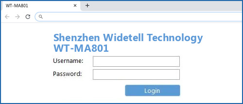 Shenzhen Widetell Technology WT-MA801 router default login