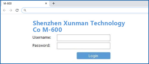 Shenzhen Xunman Technology Co M-600 router default login