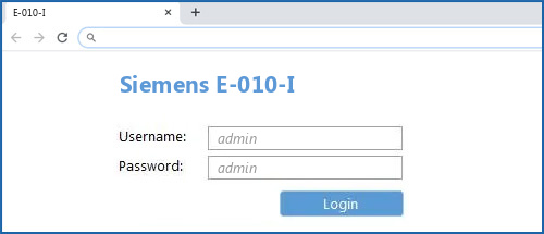 Siemens E-010-I router default login