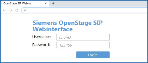 Siemens OpenStage SIP Webinterface router default login