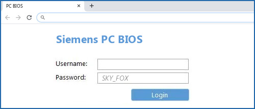 Siemens PC BIOS router default login
