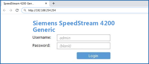 Siemens SpeedStream 4200 Generic router default login